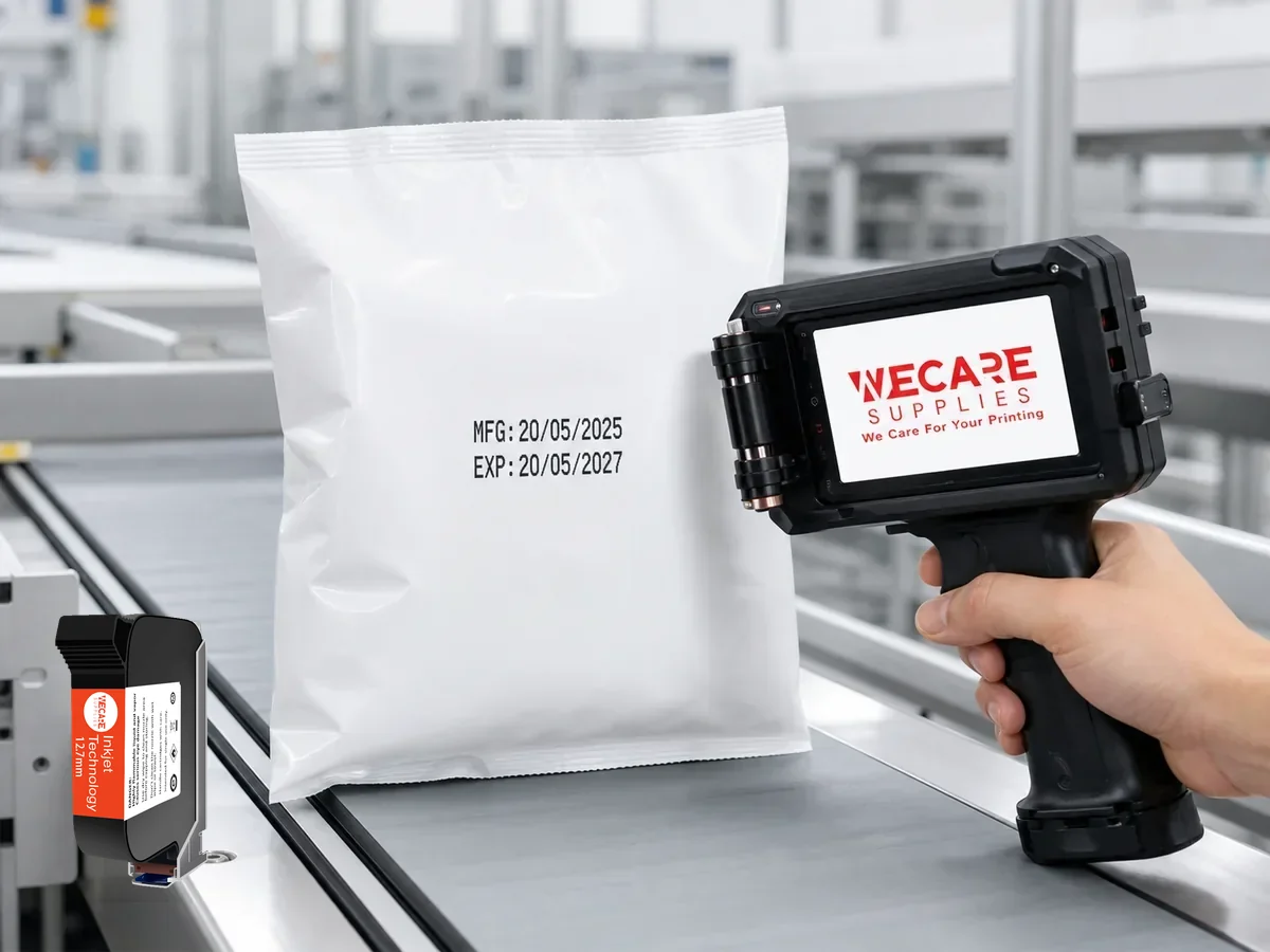 Expiry date printing on packaging with handheld printer